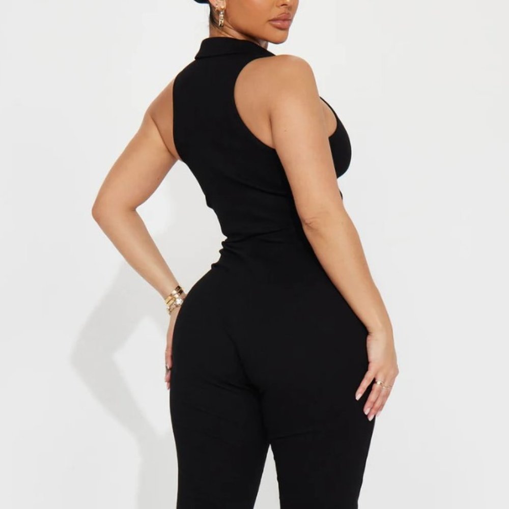 Black Ribbed Jumpsuit FASHION NOVA - Picture 3 of 10